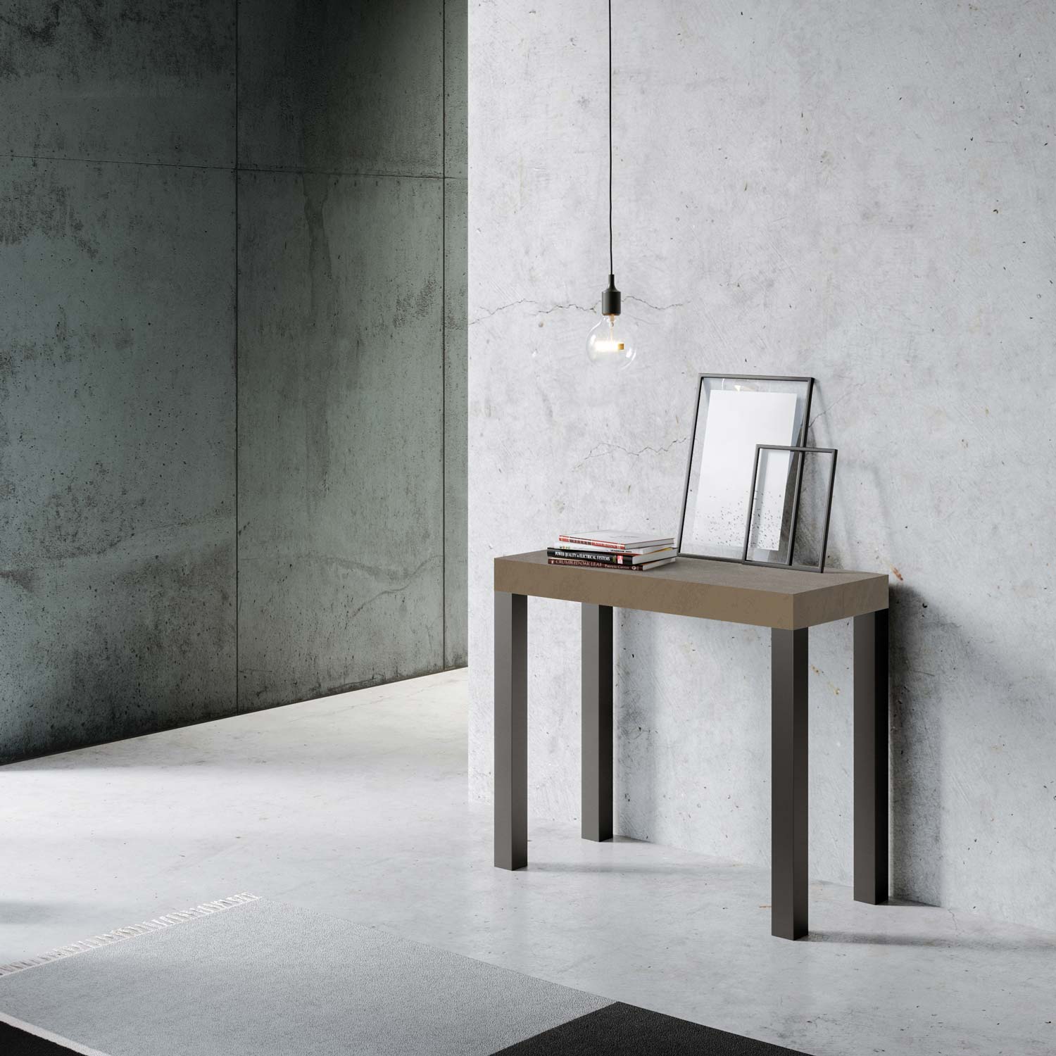 Consolle Allungabile 90-196x40x77 cm Everyday Small Tortora Telaio Antracite