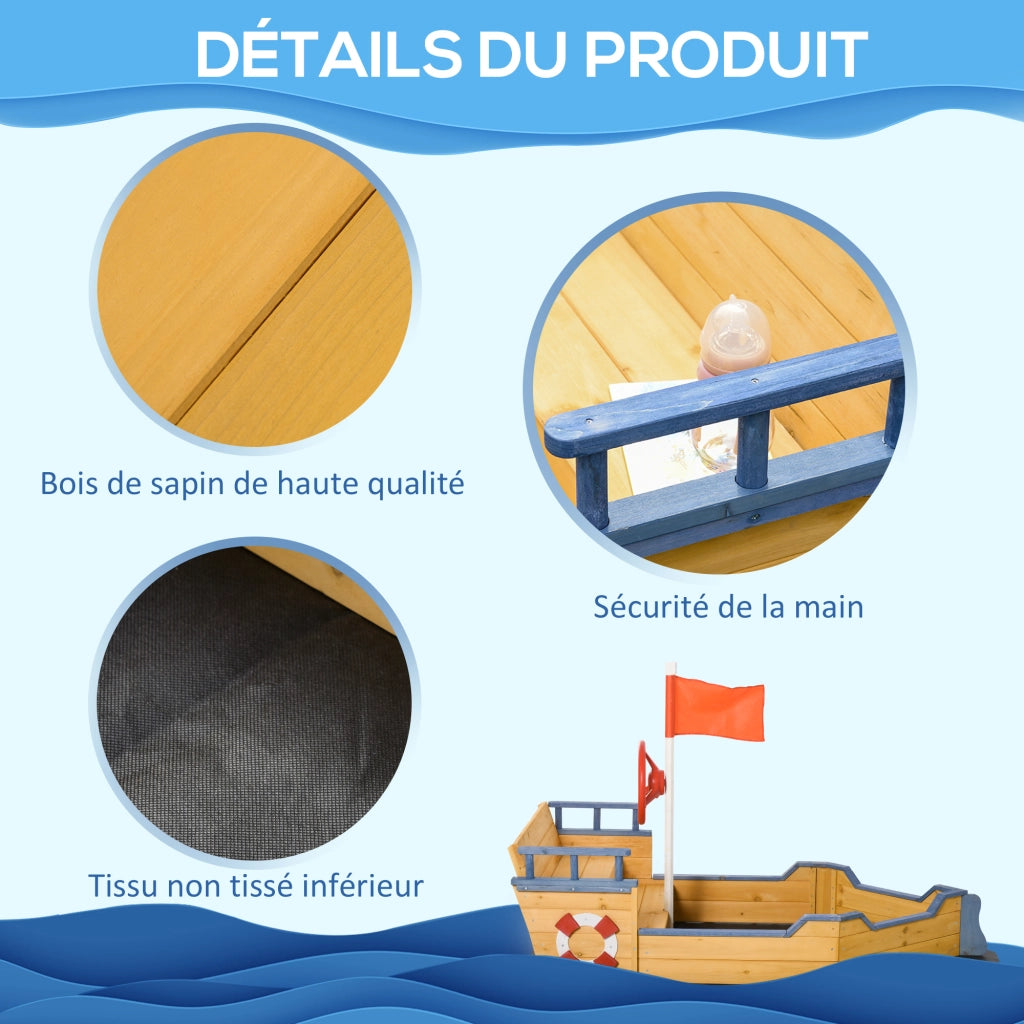 Sandbox Barca Pirata ¨C Zephmum ¨C Rosso con Vela e 2 Scalini