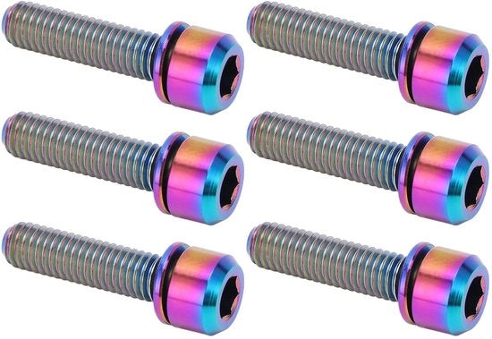 Boutoni Sturz 6 pezzi - M5 20mm - Lega di titanio - Impermeabile - Resistente all'ossidazione - Leggero - Resistenti al contatto - Resistenti all'usura - Viti da bicicletta
