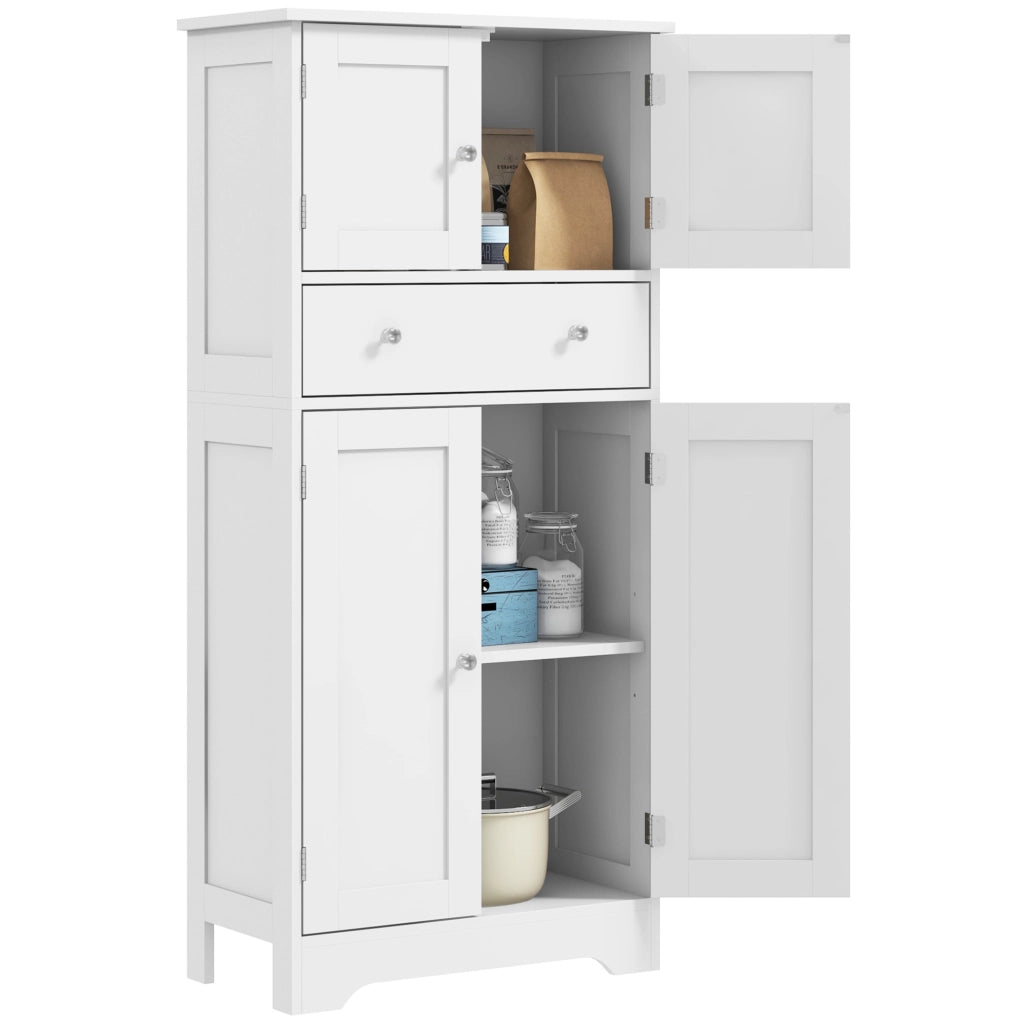 Armadio Cucina con Ante, Ripiani Regolabili e Cassetto ¨C Zephmum ¨C Bianco 60x30x128 cm