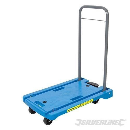 Carrello piattaforma di polipropilene con manico in acciaio e spinta ripiegabile
