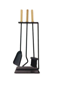 Set Camino 3 Pezzi 69x23x14 cm Scopino Paletta e Attizzatoio con Supporto Fantastic Nero/argento