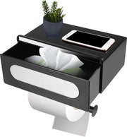 Sostituto di carta igienica con contenitore per salviette umidificate, Sostituto di carta igienica con cassetto, Sostituto di carta igienica senza perforazione nero, Sostituto di carta igienica con ripiano per cucina e bagno.