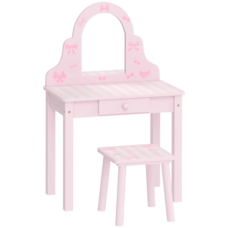 TAVOLO TOELETTA 2 in 1 con specchio rimovibile e cassetto, Rosa