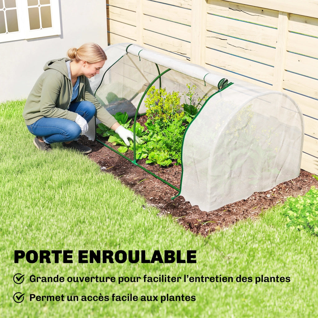 Mini serra per giardino ¨C zephmum ¨C 2x1x0.8m bacheca PE acciaio bianco