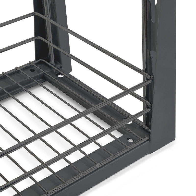 Portabottiglie estraibile TitaneMax con chiusura soft, lato sinistro, 3 vassoi, unità 200mm, Acciaio, Grigio Antracite