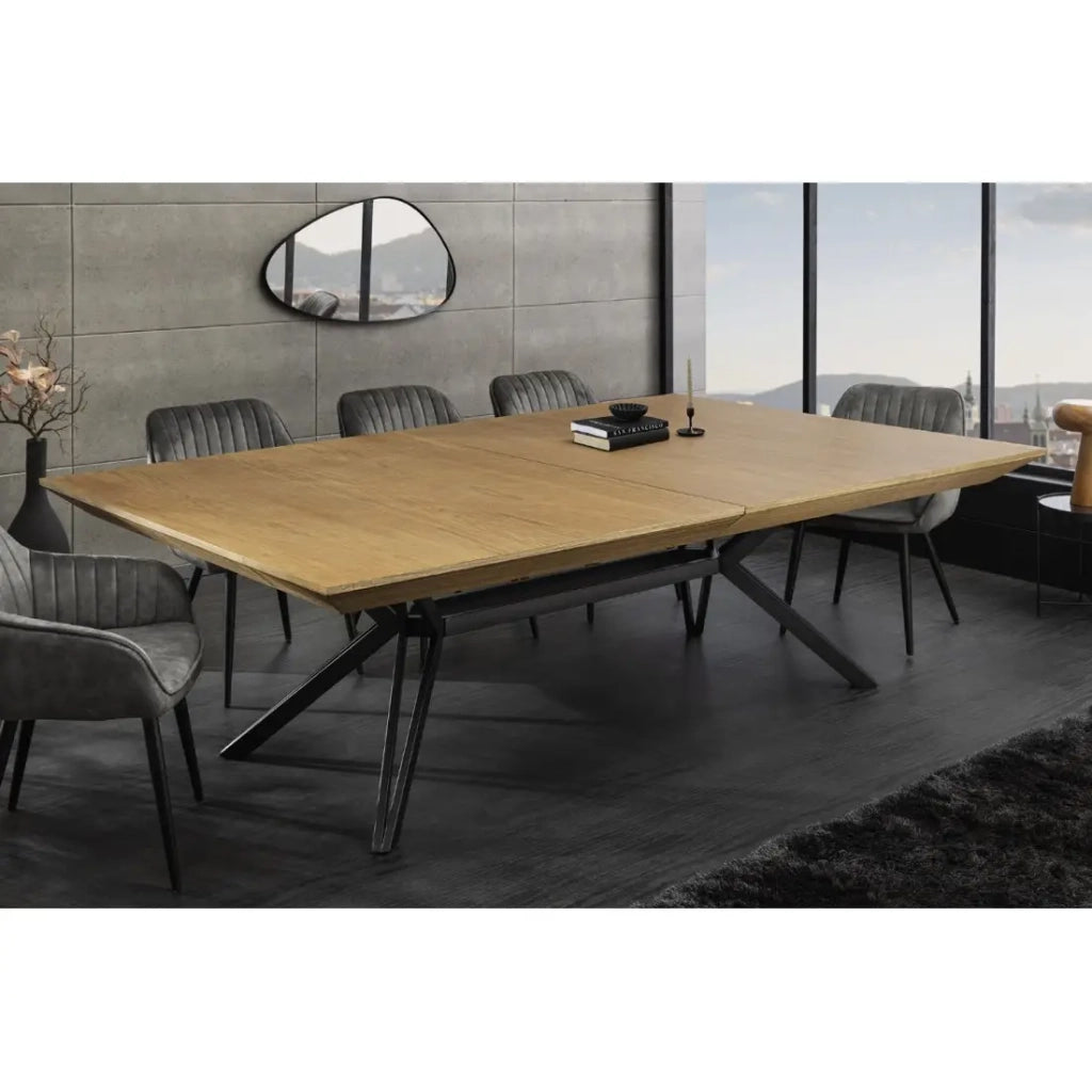 Tavolo da pranzo RADIAM – MDF impiallacciato noce chiaro e metallo – 200-320 cm – Estensibile