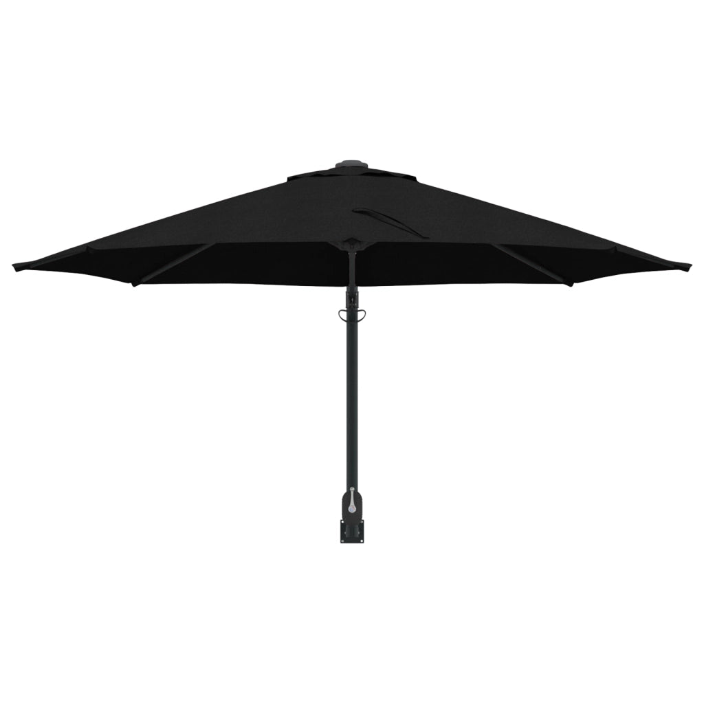 Ombrellone da Patio Nero Poliestere, Acciaio Verniciato Grande