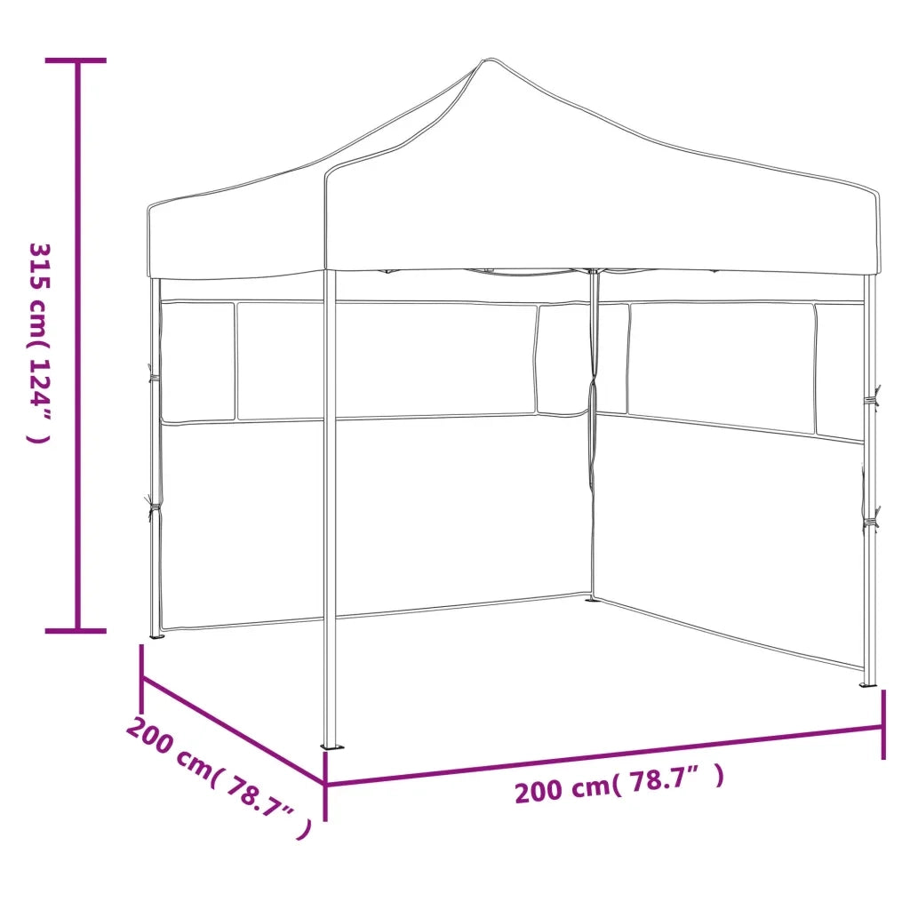 Gazebo Pieghevole Professionale 2 Pareti 2x2m Acciaio Bianco 48887
