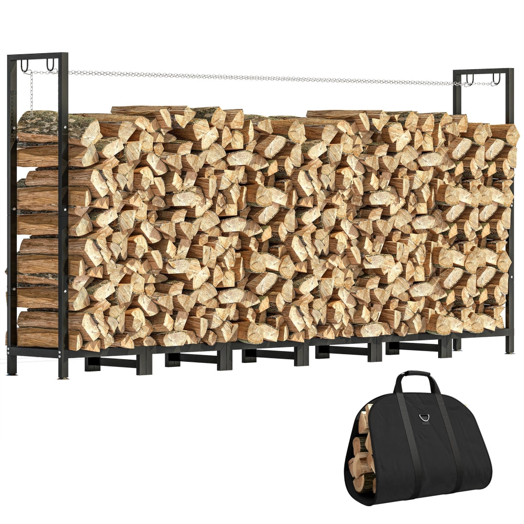 Legnaia da Giardino Impermeabile ¨C Xylo ¨C Acciaio Nero 235x31x116cm