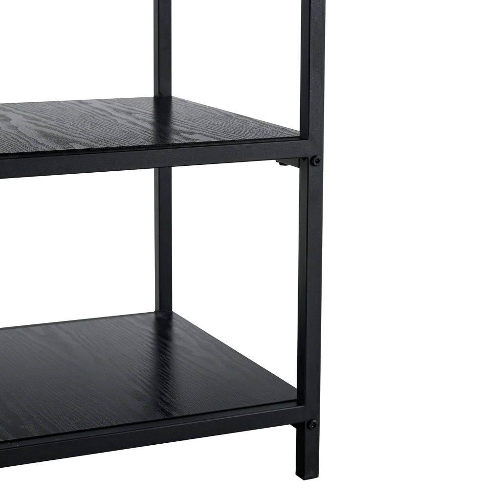 Tavolo da pranzo rotondo 107 cm nero e noce con doppio ripiano