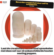Set di Poppe per Nido da 10 - Giocattolo in Legno Naturale - Giocattolo DIY con Graffiti - Giocattolo Educativo - Scheda per Dipingere Creativamente - Adatto per Bambini di Età Prescolare - Poppe da Montare