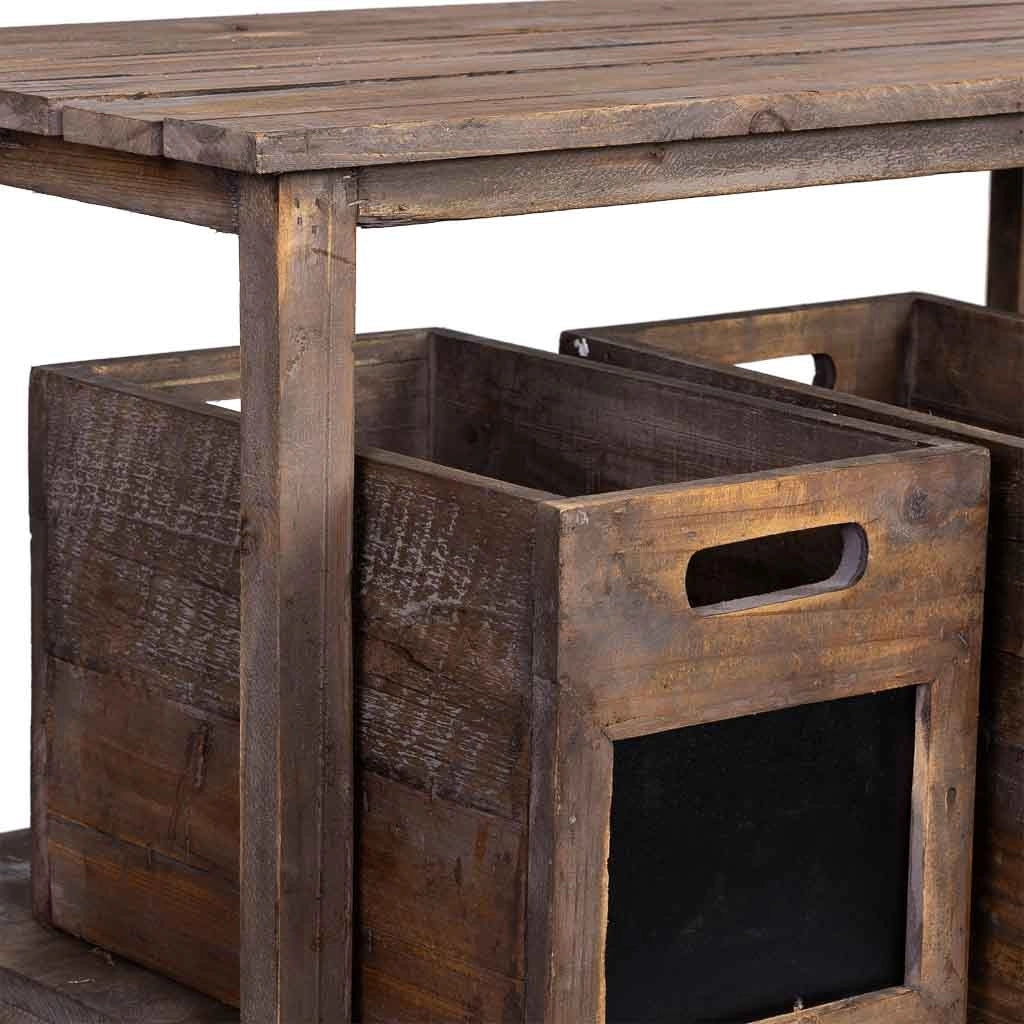 Panchina in legno con 3 cassetti 90x45x51h cm