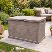 BAULE CASSAPANCA MULTIUSO 170LT MARTE DA ESTERNO E INTERNO, CONTENITORE, STOCCAGGIO, ORGANIZZATORE, APERTURA ALTA, TAUPE EFFETTO LEGNO 78 X 55 X 52 CM MADE IN ITALY