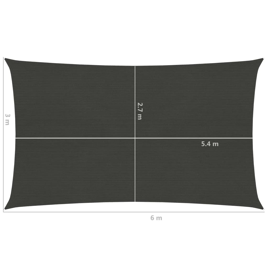 Vela ombreggiante/ombrellone 160 g/m² HDPE 3 x 6 m antracite 02_0008927