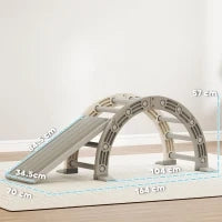 Struttura per Arrampicata, per Bambini di 18-48 Mesi, 4 in 1 con Arco di Arrampicata, Dondolo, Rampa e Scivolo 164x70x57 cm, Grigio e Bianco