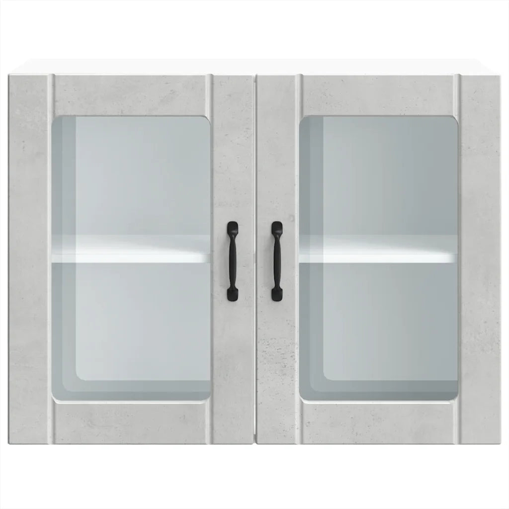 Pensile da Cucina con Porta in Vetro Lucca Grigio Cemento 853851