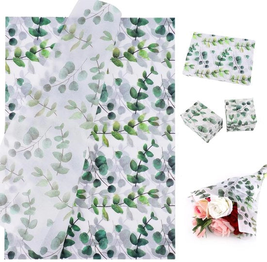 Pacco da regalo 100 fogli - Carta per carta da regalo 50x35cm - Verde/Bianco - Carta da imballo - Ideale per regali di compleanno/nuziali