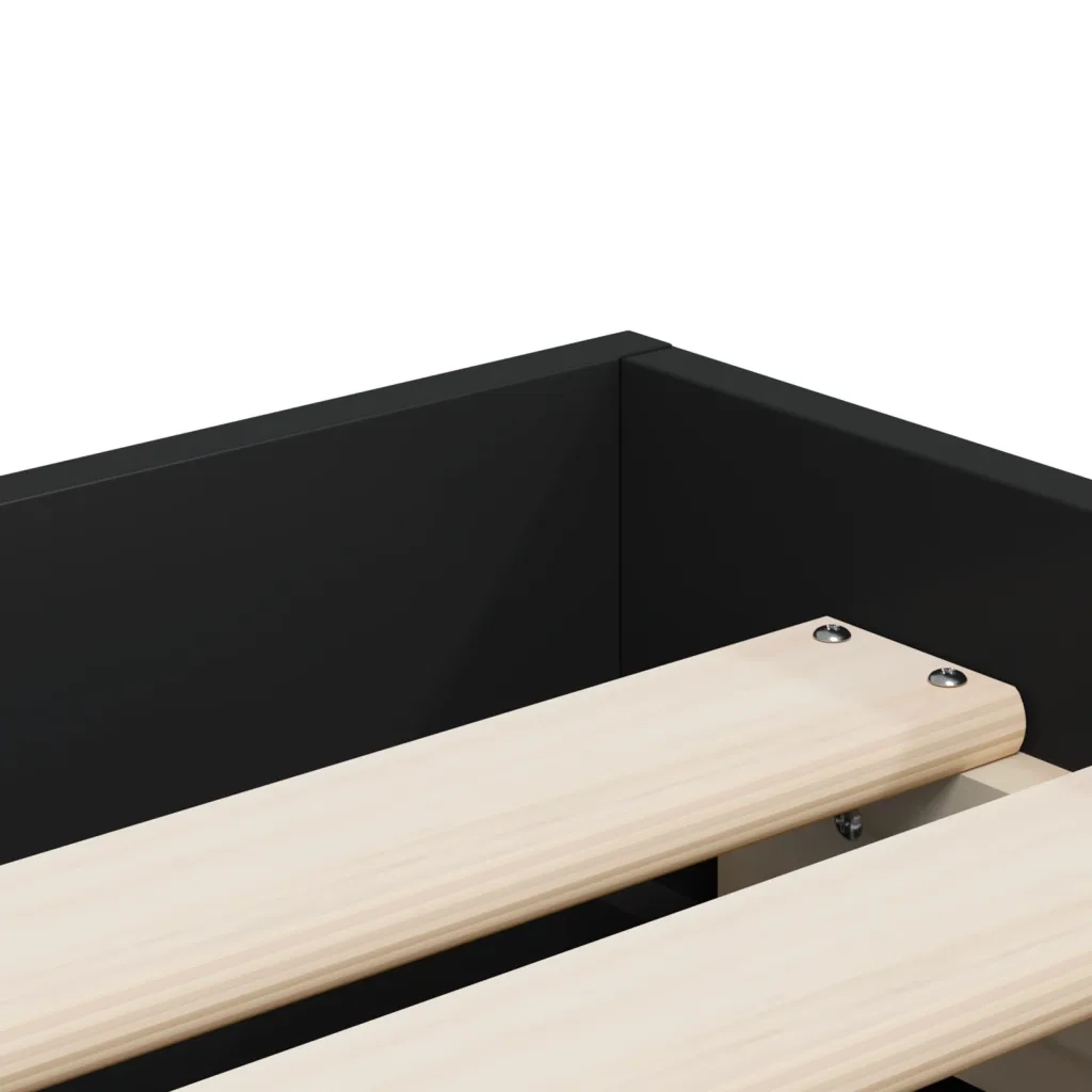Letto singolo | Letto per adulti | Giroletto con Cassetti Nero 75x190 cm in Legno Multistrato