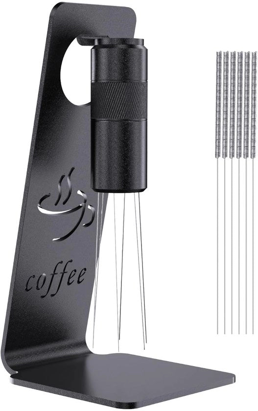 Strumento WDT in alluminio lega, spessore 0,25 mm, strumento WDT in acciaio inossidabile, espresso, 6 aghi, distributore di caffè con standard magnetico (nero scuro, 0,25 mm)