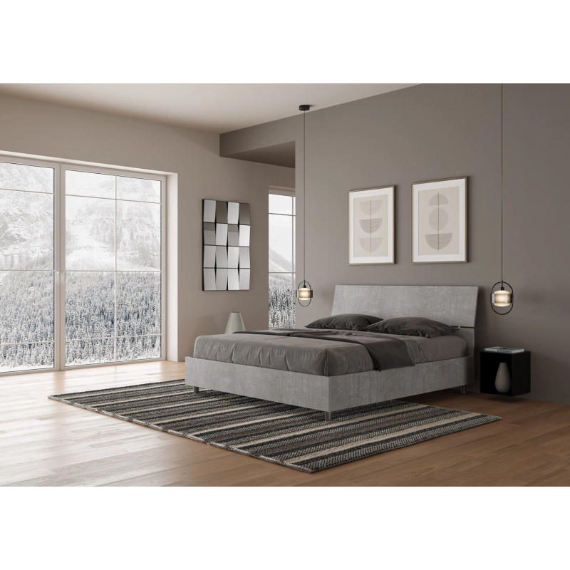 Letto Matrimoniale 160x200 cm testata inclinata Demas - Senza rete,Grigio