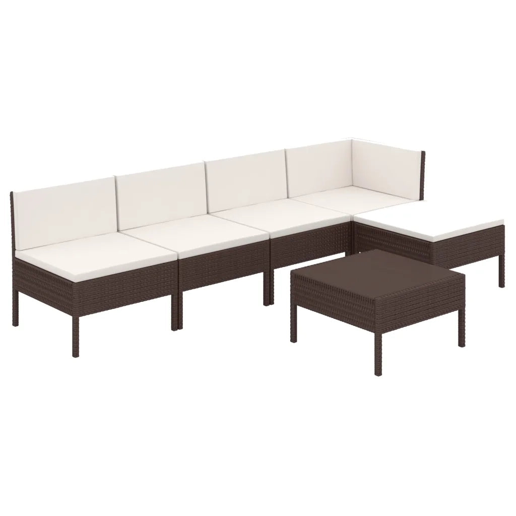 Set Divani da Giardino 6 pz con Cuscini in Polyrattan Marrone cod mxl 38331