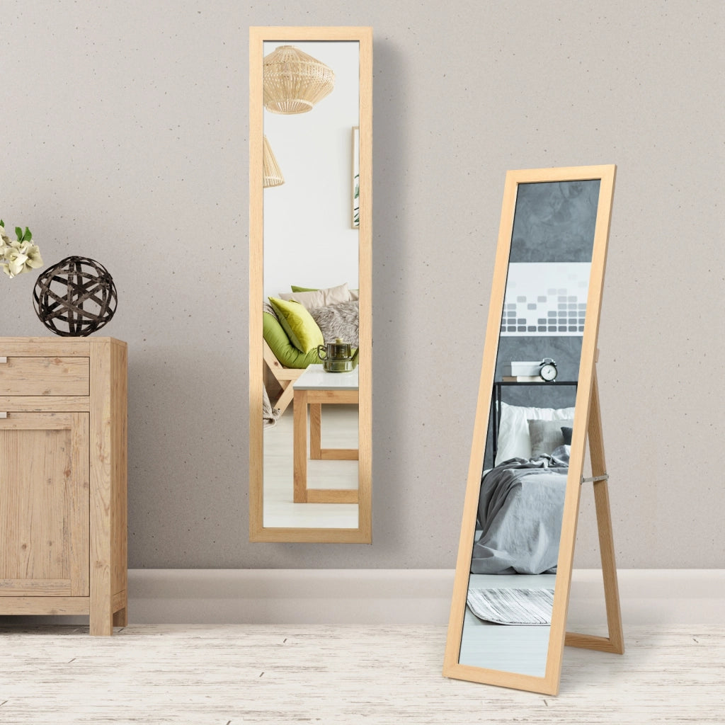 Specchio a figura intera 155 x 37 cm con struttura di legno-Specchio moderno per camera da letto salone ingresso Naturale