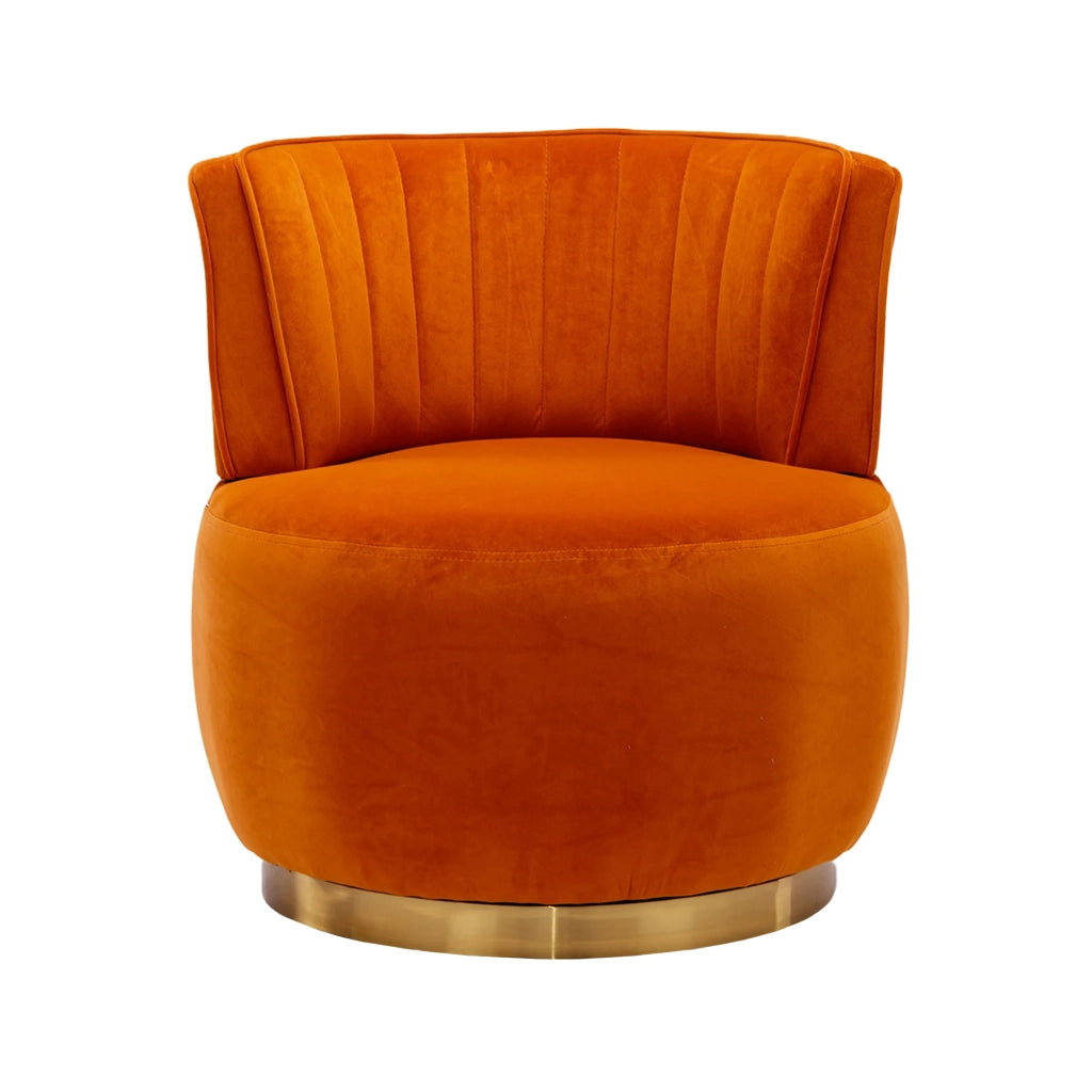 poltrona girevole 360Â° con schienale ergonomico e seduta imbottita in velluto arancione 62;5 Ã— 62 Ã— 69;5 cm