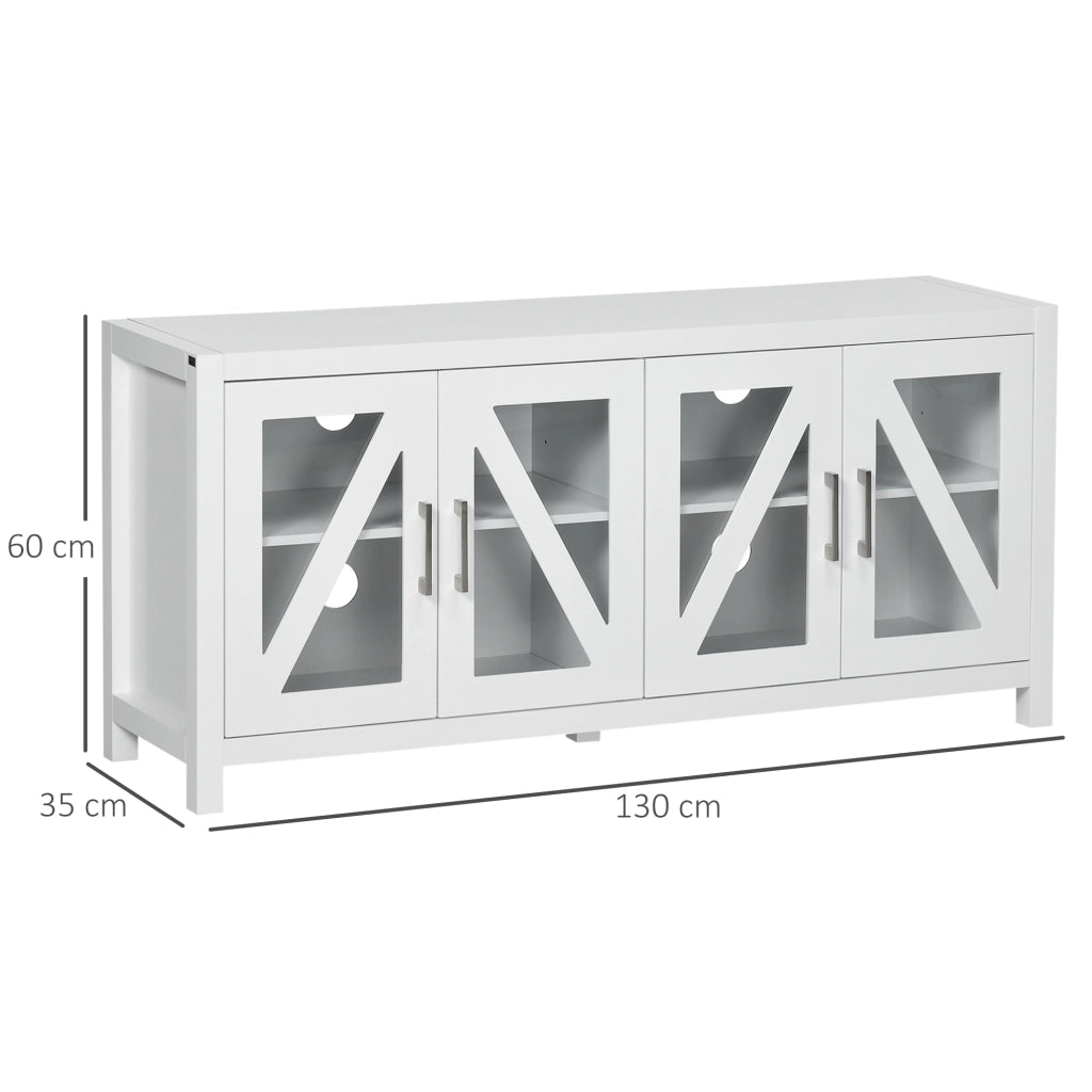 Mobile TV con 4 Ante in Vetro ¨C Xylo ¨C Bianco 130x35x60 cm
