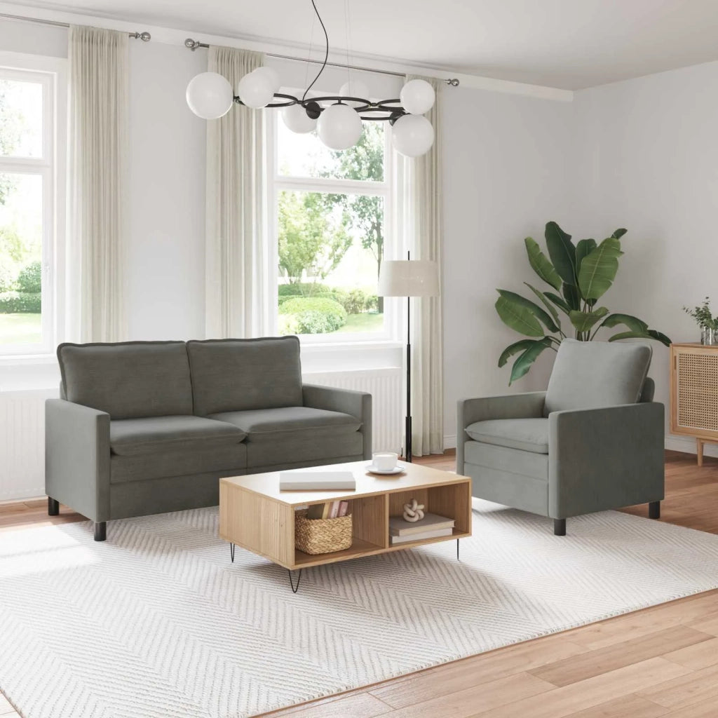 Set di divani 2 pcs Grigio Chiaro Tessuto