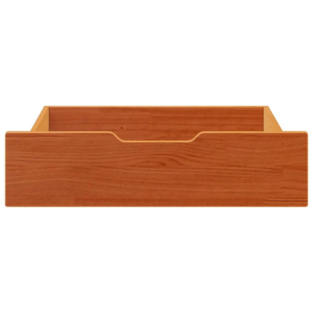 Cassettoni per Letto 2pz Marrone Cera 75x55x17 cm Legno di Pino 850934