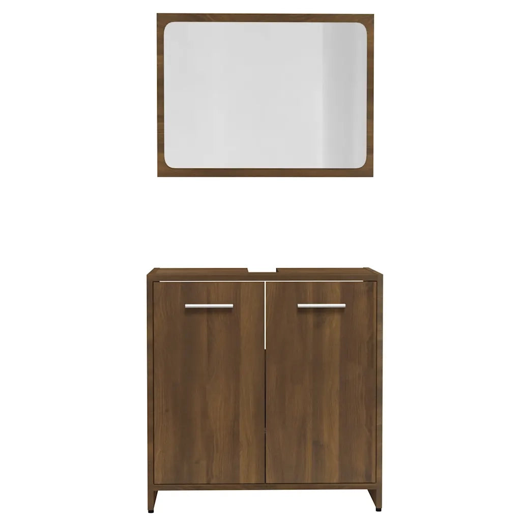 Set Mobili da Bagno | Armadio da bagno Rovere Marrone in Legno Multistrato