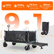 Carrello pieghevole allungabile con ruote per terreni diversi