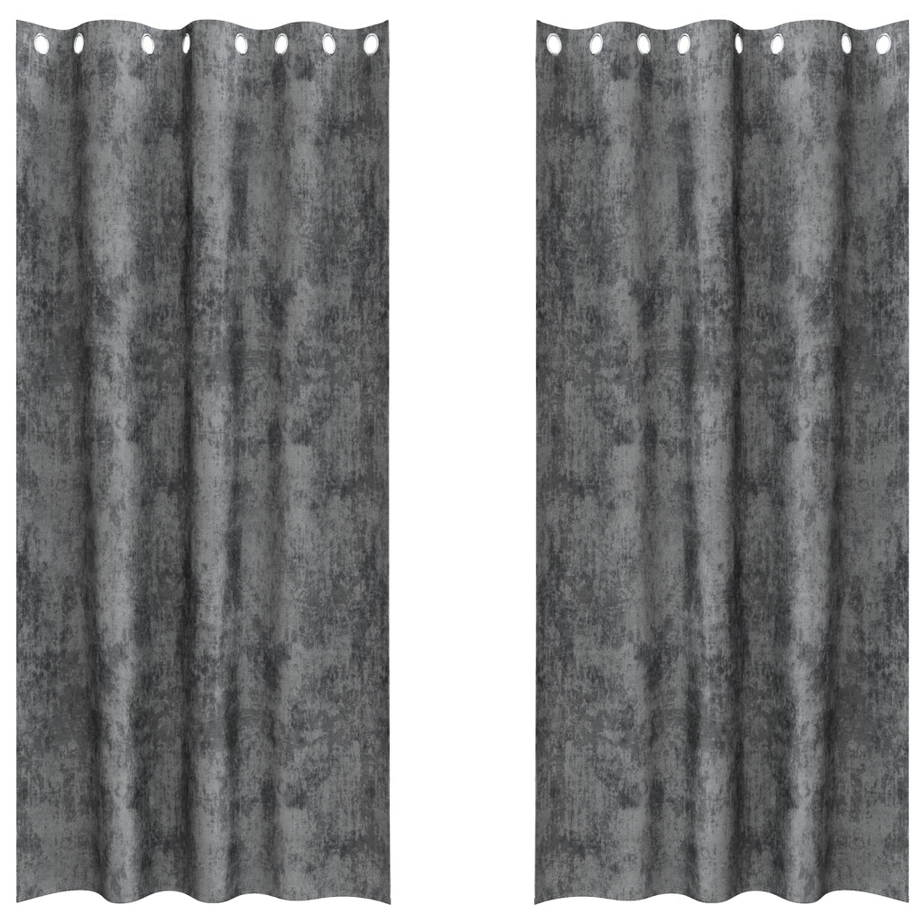 Tende in Velluto 2 pz con Occhielli Grigio 260x140 cm