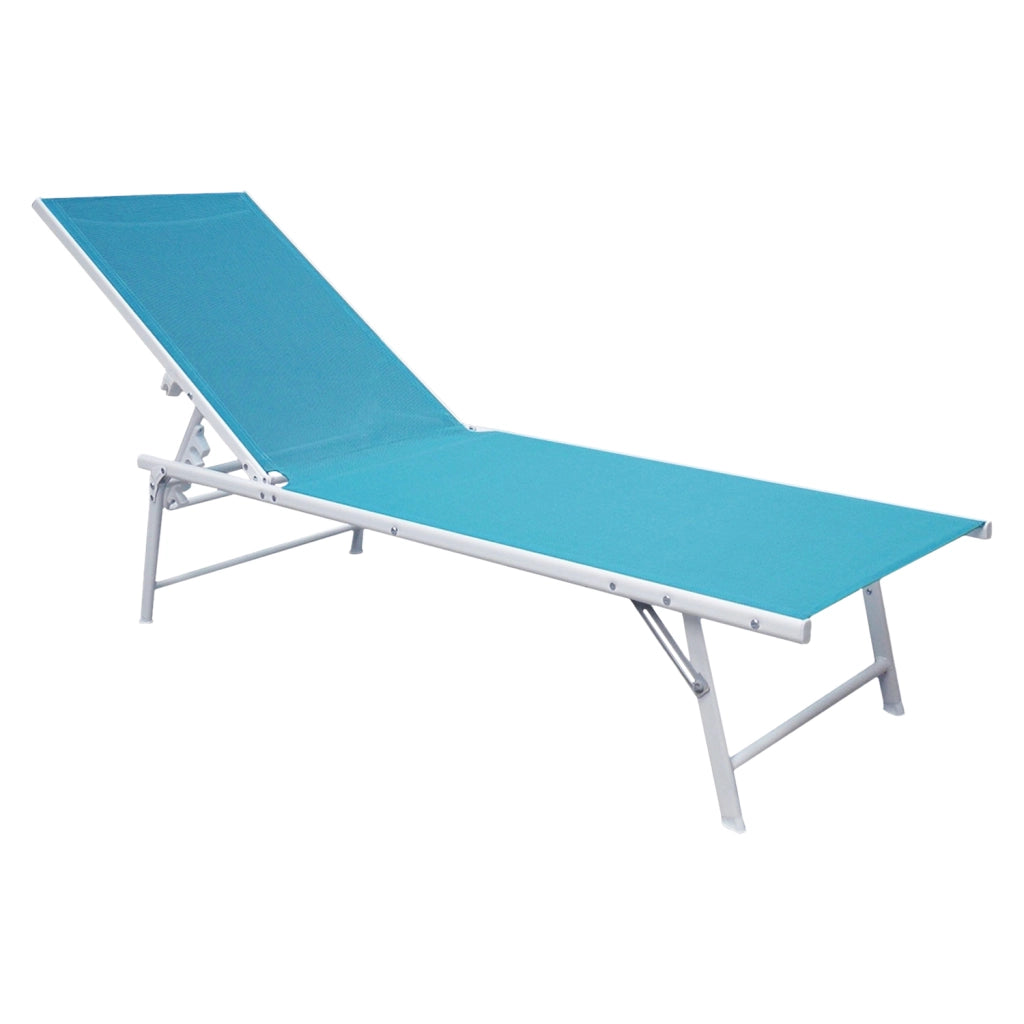 Set di 2 lettini pieghevoli SICILIA in textilene blu - struttura bianca