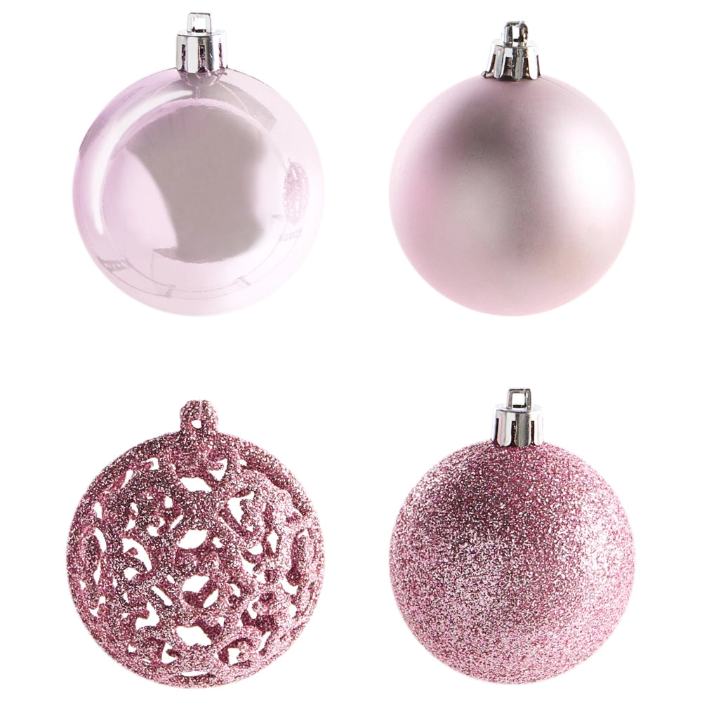 Set di 100 palle di Natale in plastica rosa appese all'albero di Natale in stile tradizionale e moderno Palle di Natale