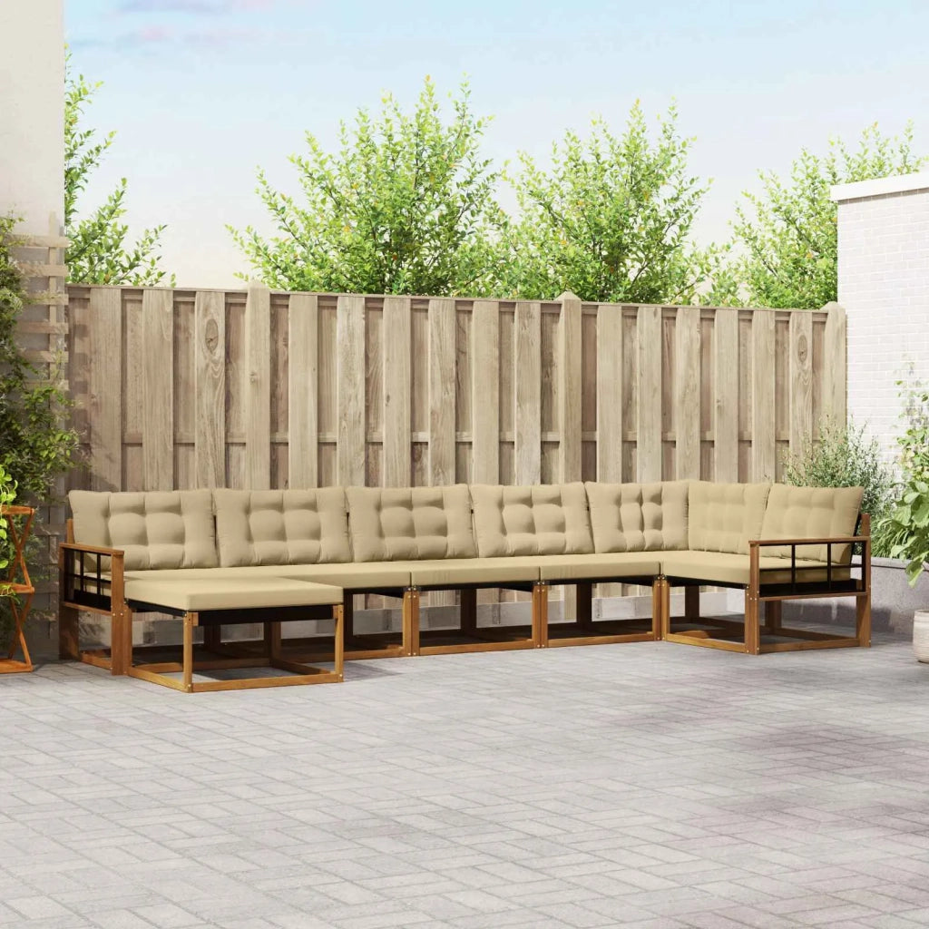 Set di divani da esterno con cuscino 7 pcs Naturale e Beige