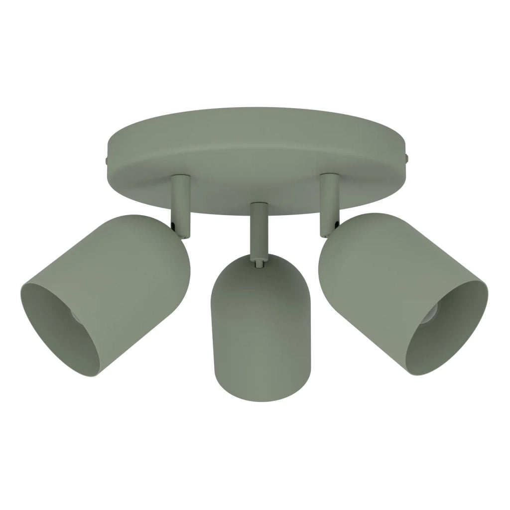 Faretti E Spot Moderno Tilston Acciaio Verde 3 Luci E14 Ip20