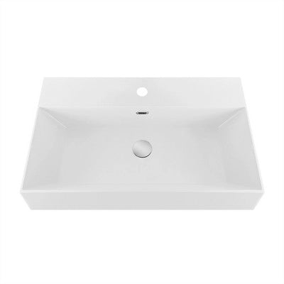 Lavabo sospeso rettangolare in resina 60 cm bianco lucido  Loto