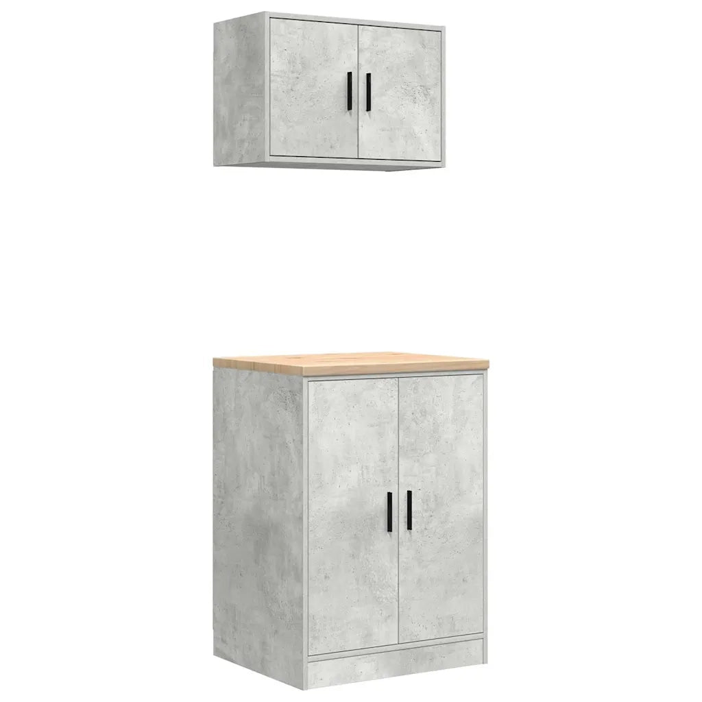 Armadi da Garage 2 pz Grigio Cemento in Legno Multistrato CFW7630172