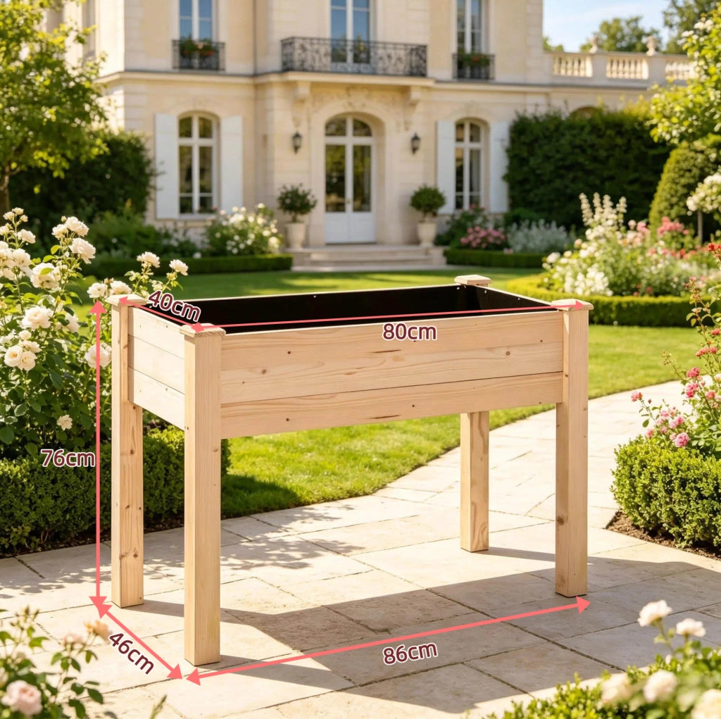 Fioriera rialzata in legno di abete 86 x 46 x 76 cm