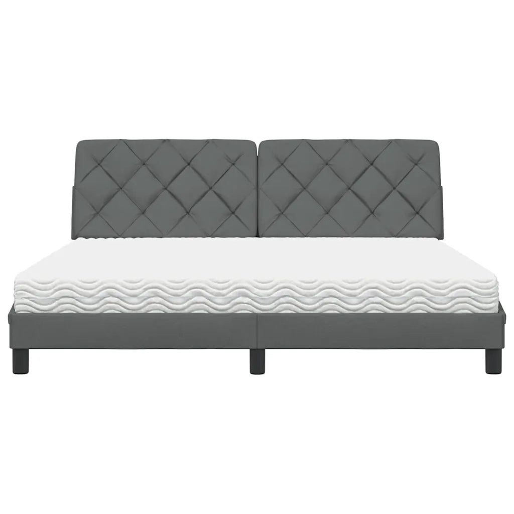 Letto con Materasso Grigio Scuro 180x200 cm Tessuto