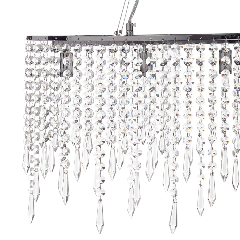 Lampadario in ferro argentato finitura cromo con cristalli illuminazione soggiorno sala da pranzo stile glamour