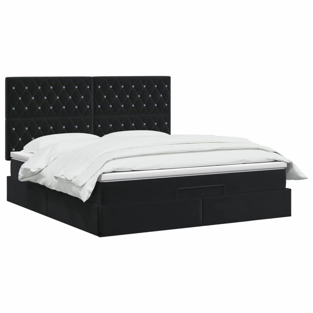 Letto Ottomano con Materasso e LED Nero 140 x 200 cm Velluto 3458237