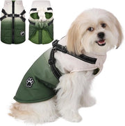 Giacca per cani con cinturino invernale giacca per cani in pile giacca impermeabile per cani con chiusura a cerniera giacca per cuccioli abbigliamento per piccoli cani (M, verde)