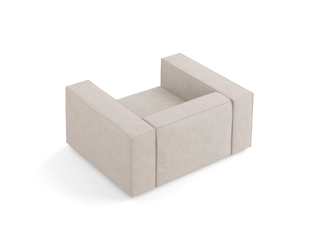 Cosmopolitan Design - Poltrona "Arendal" in ciniglia con effetto a coste beige scuro 