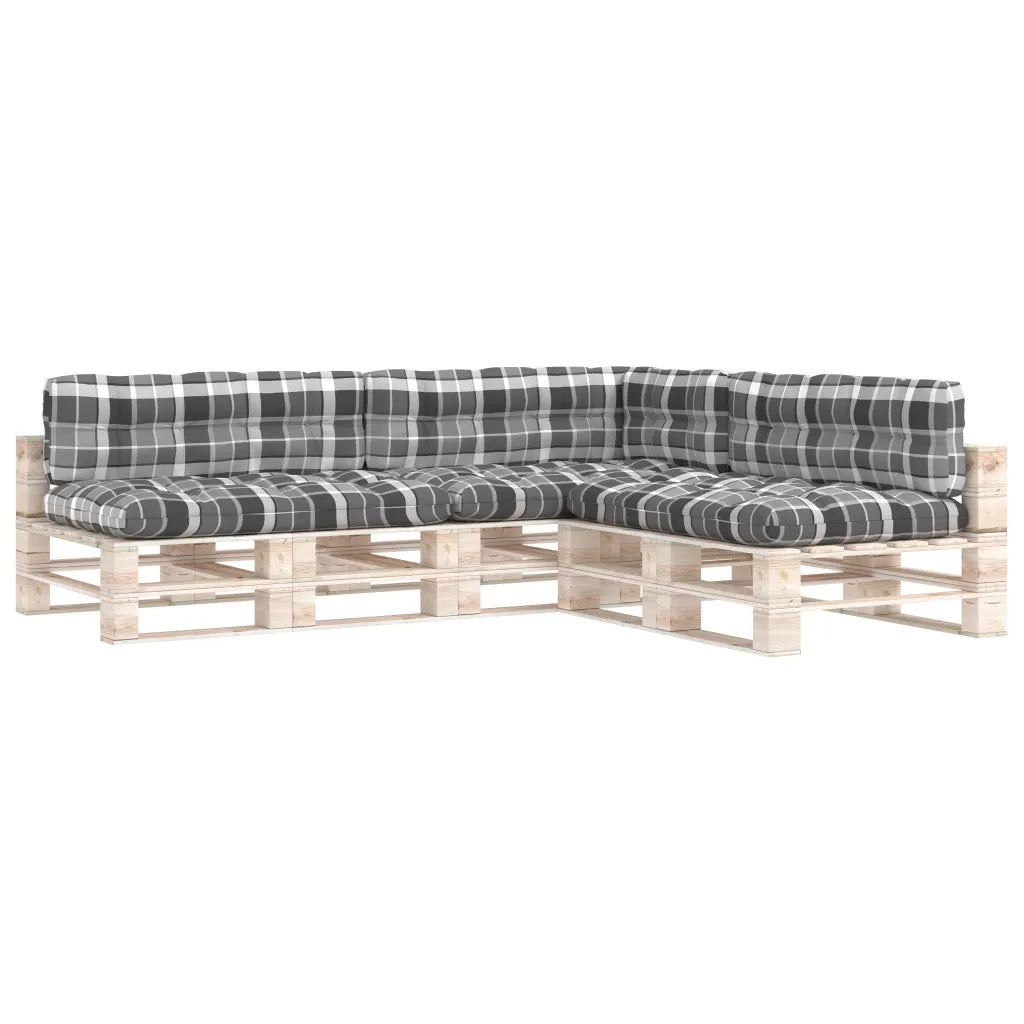Cuscini per Divano Pallet 7 pz Grigio Motivo a Quadri 314602