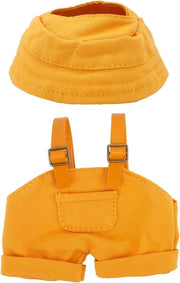 Abito e Cappello Kawaii per Bambola di 17cm, Overall Giallo