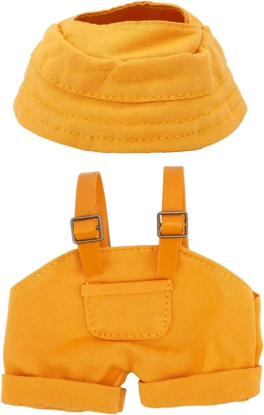 Abito e Cappello Kawaii per Bambola di 17cm, Overall Giallo
