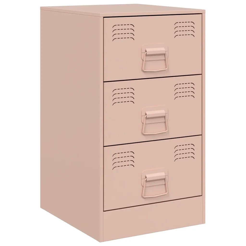 Comodino | Armadio da Notte | Mobiletto da notte Rosa 34,5x39x62 cm in Acciaio